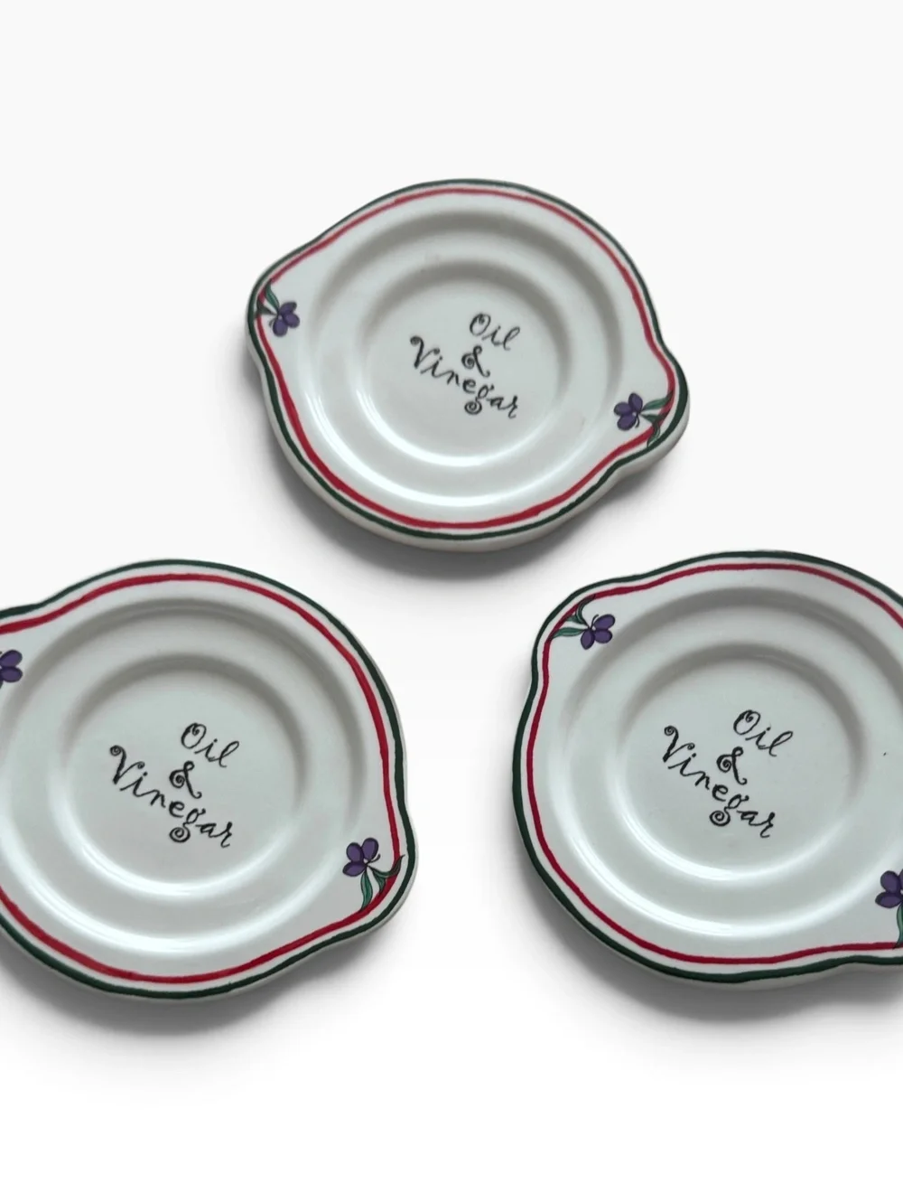 Bella Casa by Ganz Oil & Vinegar Dipping Plates Set of 3 Hand Painted Floral